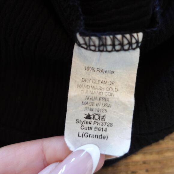 Vintage Y2K Jumpsuit Womens Large Black Crinkle Wide Leg Tie Back USA Boho Goth - Picture 11 of 12